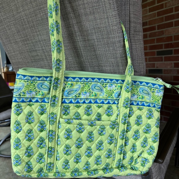Vera Bradley Green and Blue Quilted Tote Bag - Picture 3 of 4
